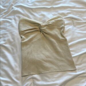 Beige Strapless Knit Top